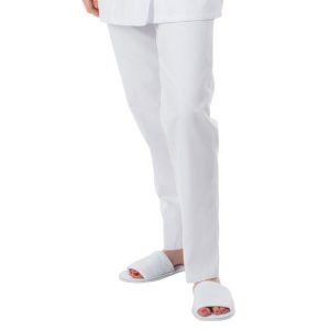 Pantalon piqué - 100% coton - ceinture élastique - blanc - zip côté